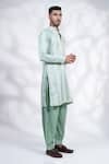 Shop_MENERO_Green Cotton Silk Embroidered Anchor Thread Pintexed Kurta And Pyjama Set _Online_at_Aza_Fashions