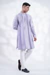 Buy_MENERO_Purple Chanderi Silk Embroidered Thread Pintucked Mesh Work Kurta And Pant Set _Online_at_Aza_Fashions