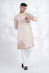 Buy_MENERO_Cream Pure Organza Embroidered Floral Placement Kurta And Pant Set _at_Aza_Fashions