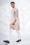 MENERO_Cream Pure Organza Embroidered Floral Placement Kurta And Pant Set _at_Aza_Fashions