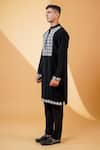 MENERO_Black Pure Crepe Lycra Embroidered Dori Work Kurta And Pant Set _at_Aza_Fashions