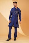 Buy_MENERO_Blue Chanderi Silk Embroidered Cutdana Kurta And Pant Set _at_Aza_Fashions