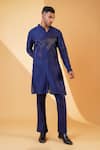 Shop_MENERO_Blue Chanderi Silk Embroidered Cutdana Kurta And Pant Set _at_Aza_Fashions