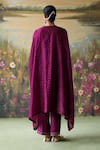 Shop_Shikha Mehta_Purple Silk Chanderi Embroidered Thread Adira Printed Asymmetric Cape With Pant _at_Aza_Fashions