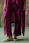 Buy_Shikha Mehta_Purple Silk Chanderi Embroidered Thread Adira Printed Asymmetric Cape With Pant _Online_at_Aza_Fashions