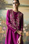 Buy_Shikha Mehta_Purple Kurta And Pant Silk Chanderi Embroidered Thread Mahika Paisley Set 