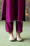 Shikha Mehta_Purple Kurta And Pant Silk Chanderi Embroidered Thread Mahika Paisley Set _Online