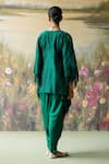 Shop_Shikha Mehta_Green Kaftan Silk Chanderi Embroidered Navi Fringe Short And Cowl Pant Set _at_Aza_Fashions