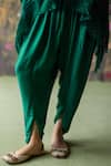 Shikha Mehta_Green Kaftan Silk Chanderi Embroidered Navi Fringe Short And Cowl Pant Set _Online_at_Aza_Fashions