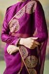 Buy_Shikha Mehta_Purple Saree Silk Organza Embroidered Thread Round Nilaya Mandala With Blouse _Online_at_Aza_Fashions