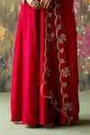 Shikha Mehta_Red Anarkali And Belt Silk Chanderi Ryka Sleeve & Scalloped Dupatta Set _Online_at_Aza_Fashions