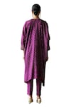 Shikha Mehta_Purple Silk Embroidered Thread V-neck Tisya Flower Kaftan And Cigarette Pant Set _Online_at_Aza_Fashions