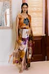 Buy_Studio Radical_Multi Color Jacket Organza Printed Splatter Round Draped Skirt Set _at_Aza_Fashions