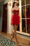 Vesture_Red Silk, Georgette, Satin, Tulle, Crepe Crystals Embellished Bodice Gown _Online_at_Aza_Fashions