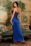 Shop_Vesture_Blue Satin, Crepe Crystals Cowl Neck Embellished Gown _at_Aza_Fashions