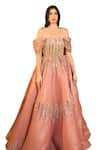 Vesture_Rose Gold Imported Shimmer Organza Embroidery Crystals Sequin Ball Gown _Online_at_Aza_Fashions