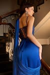 Shop_Vesture_Blue Tulle And Imported Satin Embroidery Crystal Pre-draped Saree With Corset _at_Aza_Fashions