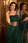 Vesture_Green Tulle And Shimmer Chiffon Embroidery Crystal Trellis Blouse And Sharara Set _Online_at_Aza_Fashions