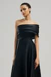 Buy_Brinda Sneha_Black Organza Pain Asymmetric Astrid Draped Bodice Dress _Online_at_Aza_Fashions