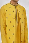 Shop_Manish Nagdeo_Yellow Modal Embroidery Geometric Bundi And Kurta Set _Online_at_Aza_Fashions