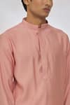 Shop_Manish Nagdeo_Pink Modal Embroidery Resham Placket Kurta Set _Online_at_Aza_Fashions