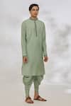 Buy_Manish Nagdeo_Green Modal Embroidery Thread Placket Kurta Set _Online_at_Aza_Fashions