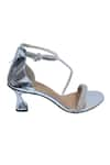 Buy_Sana K luxurious Footwear_Silver Rhinestone Ananya Strap Embellished Heels 