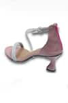 Buy_Sana K luxurious Footwear_Pink Rhinestone Ananya Strap Embellished Textured Heels _Online_at_Aza_Fashions