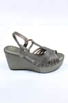 Sana K luxurious Footwear_Gold Dolphin Metallic Wedges _at_Aza_Fashions