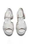 Sana K luxurious Footwear_Beige Dolphin Metallic Criss Cross Strap Wedges _Online_at_Aza_Fashions