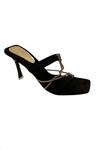 Buy_Sana K luxurious Footwear_Black Diamond Strap Studded Knotted Heels _at_Aza_Fashions