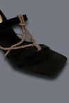 Buy_Sana K luxurious Footwear_Black Diamond Strap Studded Knotted Heels _Online_at_Aza_Fashions