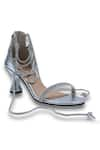 Buy_Sana K luxurious Footwear_Silver Rhinestone Sil Strap Studded Heels _at_Aza_Fashions