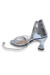 Sana K luxurious Footwear_Silver Rhinestone Sil Strap Studded Heels _at_Aza_Fashions