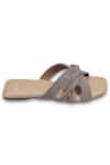 Buy_Sana K luxurious Footwear_Beige Rhinestone Twister Strap Studded Flats _Online_at_Aza_Fashions