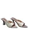 Sana K luxurious Footwear_Rose Gold Zara Textured Pattern Heels _Online_at_Aza_Fashions