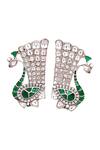 Sangeeta Boochra_Green Kundan Peacock Shaped Earrings _Online_at_Aza_Fashions