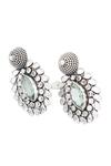 Buy_Sangeeta Boochra_Green Gemstone Tear Drop Shaped Earrings _Online_at_Aza_Fashions