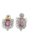 Shop_Sangeeta Boochra_Pink Gemstone Embellished Earrings _at_Aza_Fashions