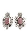 Buy_Sangeeta Boochra_Pink Gemstone Embellished Earrings _Online_at_Aza_Fashions