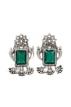 Buy_Sangeeta Boochra_Green Gemstone Parrot Carved Earrings _Online_at_Aza_Fashions