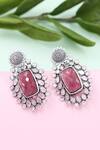 Buy_Sangeeta Boochra_Pink Gemstone Hydro Embellished Earrings _at_Aza_Fashions