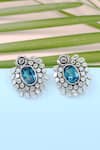 Buy_Sangeeta Boochra_Blue Stone Hydro Studded Earrings _at_Aza_Fashions