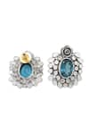 Shop_Sangeeta Boochra_Blue Stone Hydro Studded Earrings _at_Aza_Fashions