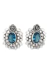 Buy_Sangeeta Boochra_Blue Stone Hydro Studded Earrings _Online_at_Aza_Fashions