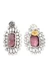 Shop_Sangeeta Boochra_Pink Stone Studded Earrings _at_Aza_Fashions