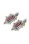 Sangeeta Boochra_Pink Stone Floral Shaped Earrings _Online_at_Aza_Fashions