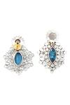 Shop_Sangeeta Boochra_Blue Gemstone Hydro Studded Earrings _at_Aza_Fashions