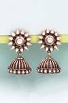 Buy_Sangeeta Boochra_Silver Plated Floral Carved Jhumkas _at_Aza_Fashions