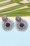 Buy_Sangeeta Boochra_Blue Gemstone Hydro Gem Embellished Earrings _at_Aza_Fashions